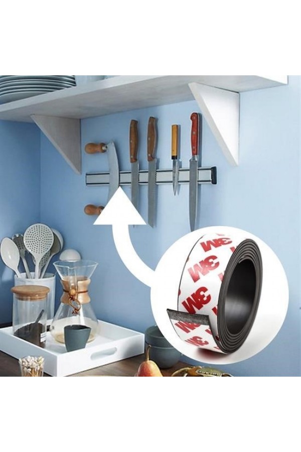Yapışkanlı Şerit Mıknatıs Magnet Kes Kullan Güçlü Sağlam Rulo Çıkarılması Kolay Siyah 2cm x 1 mt