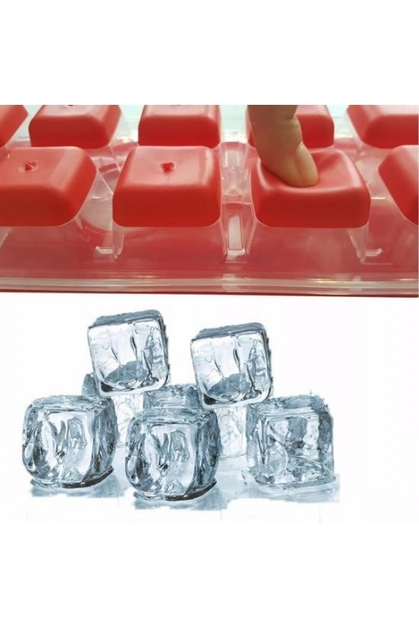 BUFFER® 12li Kapaklı Yapışmaz Silikon Tabanlı Plastik Küp Buz Kalıbı