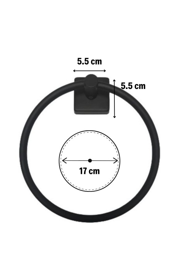 BUFFER® Kendiliğinden Yapışkanlı Siyah Paslanmaz Metal Yuvarlak Havluluk