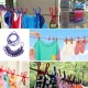 BUFFER® Taşınabilir Seyahat Çamaşır İpi 12 Mandallı Klipsli Lastikli Çamaşır Mandalları
