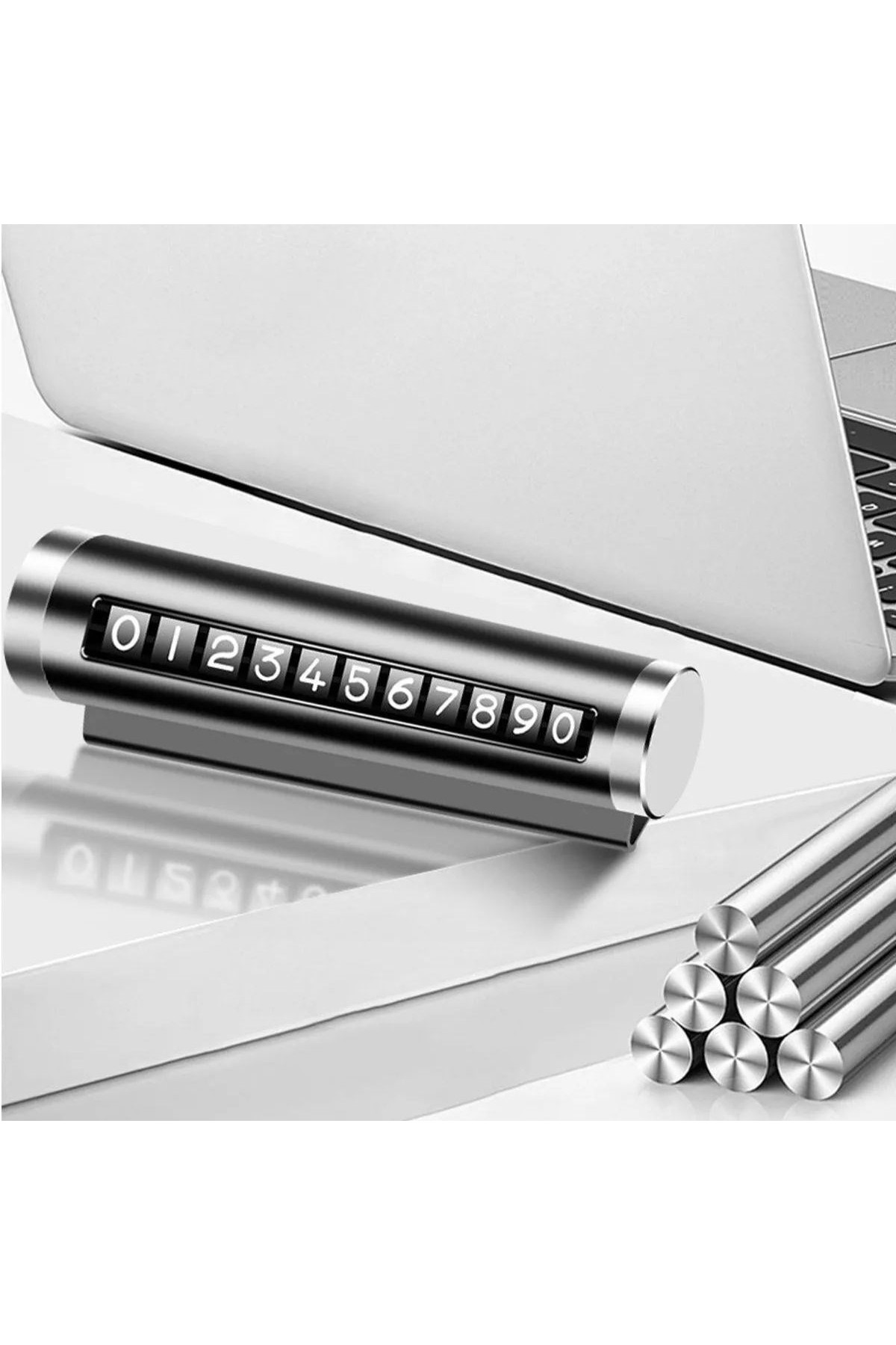 BUFFER® Alüminyum Kasa Siyah Renk Çevirmeli Araç Içi Telefon Numaratörü Park Oto Numaratörü