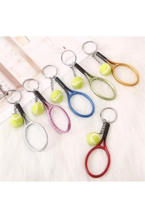 BUFFER® Gerçekçi Tenis Raketi Tasarımlı Şık Anahtarlık Kolye Çanta Süsü Tennis Keychain