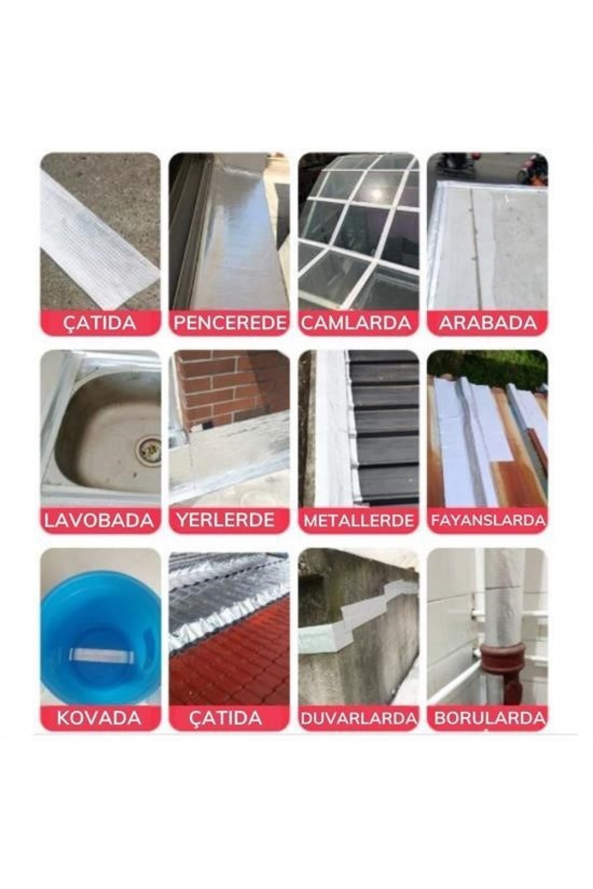 Buffer Yüksek Sıcaklık Dayanan Su Geçirmez Çatı Boru Duvar Çatlak Yapışkan Bant Folyo 5 mt x 10 cm