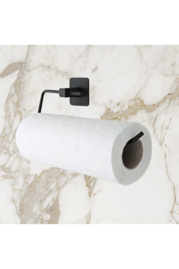 BUFFER® Kendiliğinden Yapışkanlı Siyah Paslanmaz Metal Rulo Havluluk Aparat