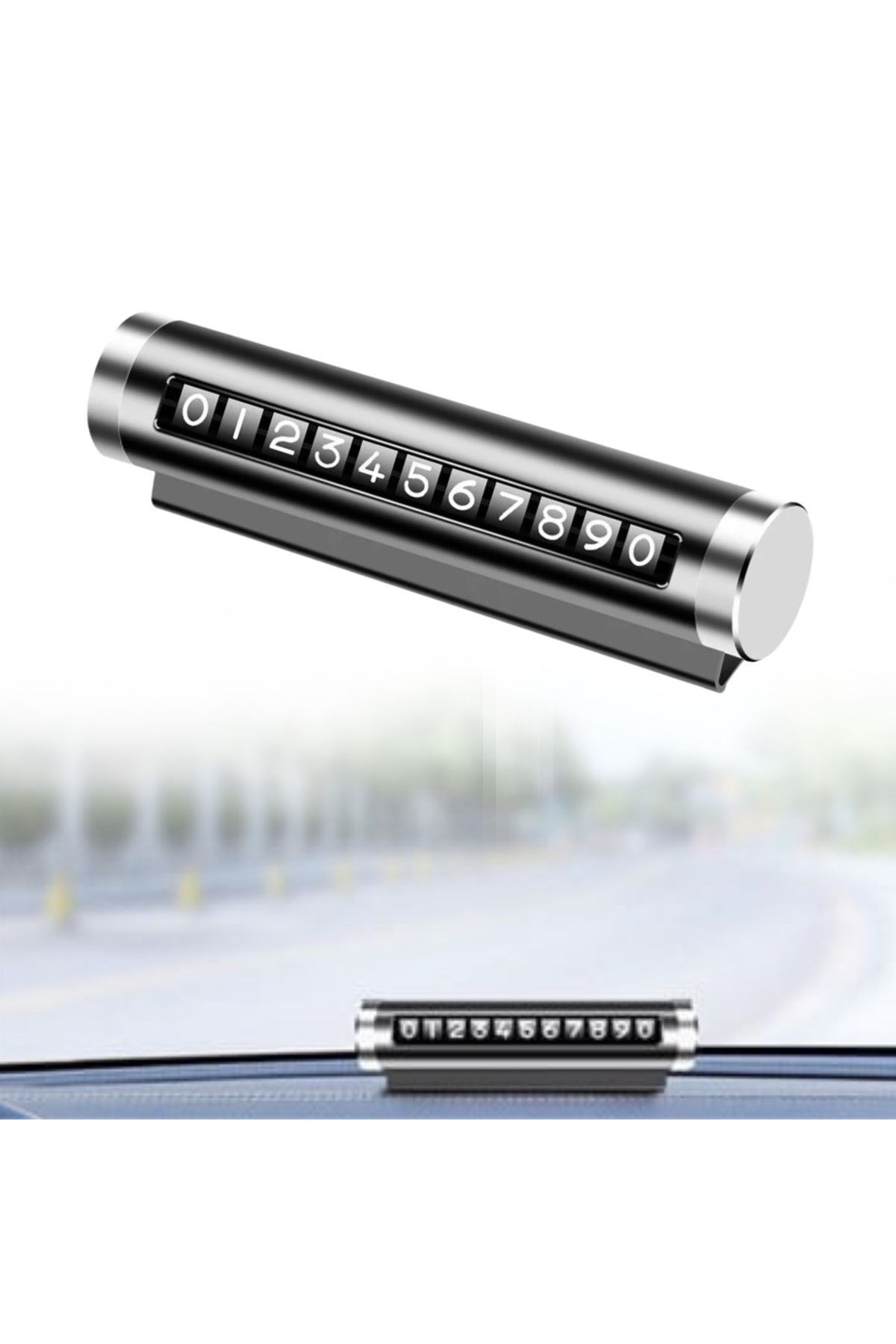 BUFFER® Alüminyum Kasa Siyah Renk Çevirmeli Araç Içi Telefon Numaratörü Park Oto Numaratörü