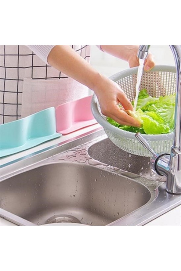 BUFFER® Vantuzlu Kauçuk Sıvı Su Sızdırmaz  Mutfak Banyo Duş Bariyeri Lavabo Kenar Tutucu Set