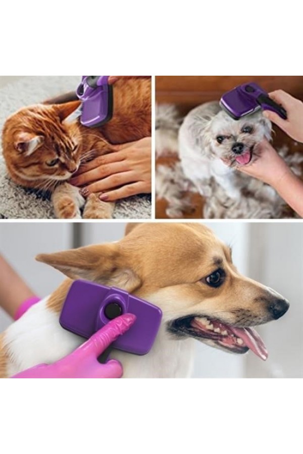 BUFFER®  Otomatik Temizlenebilen Tuşlu Pratik Kedi Köpek Tüy Toplama Fırçası