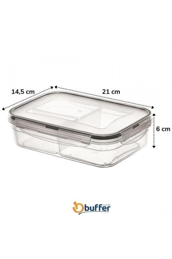 BUFFER® 3 Bölmeli Kilitli Kapaklı 1 Litre Erzak Saklama Kabı LC-510
