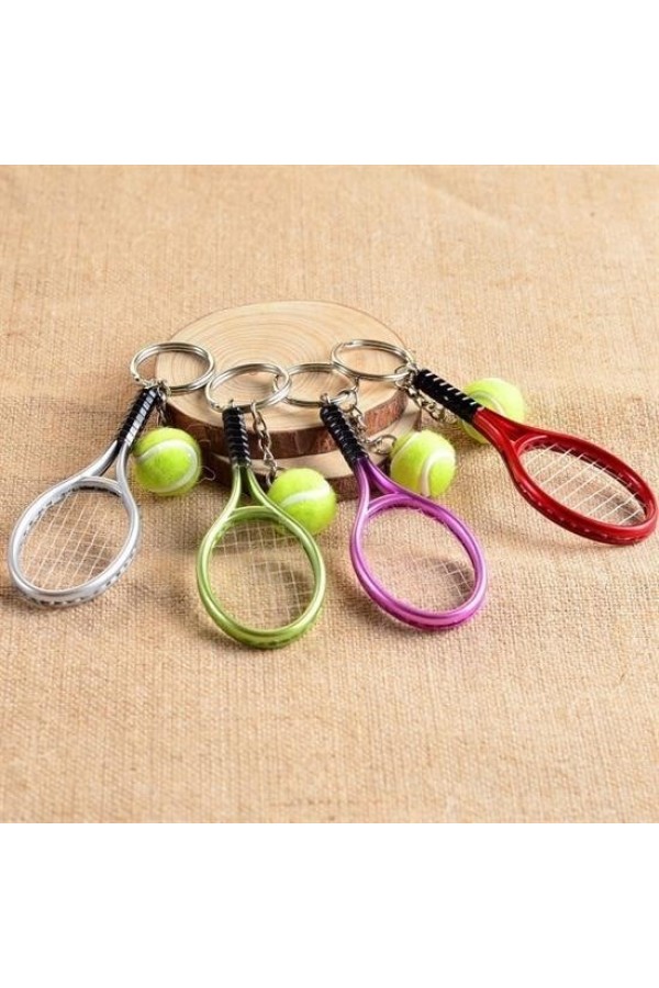 BUFFER® Gerçekçi Tenis Raketi Tasarımlı Şık Anahtarlık Kolye Çanta Süsü Tennis Keychain
