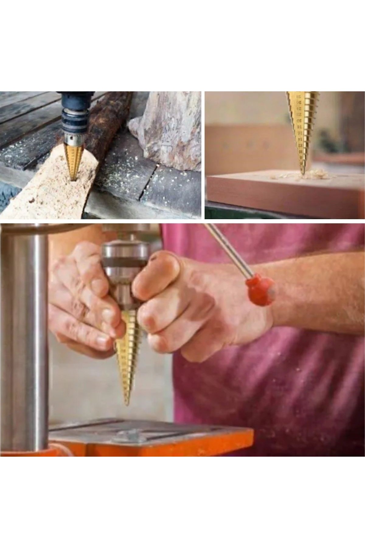 BUFFER® 3 Parça Kademeli Matkap Ucu Paslanmaz Uç Alüminyum Sac Demir Delme Seti