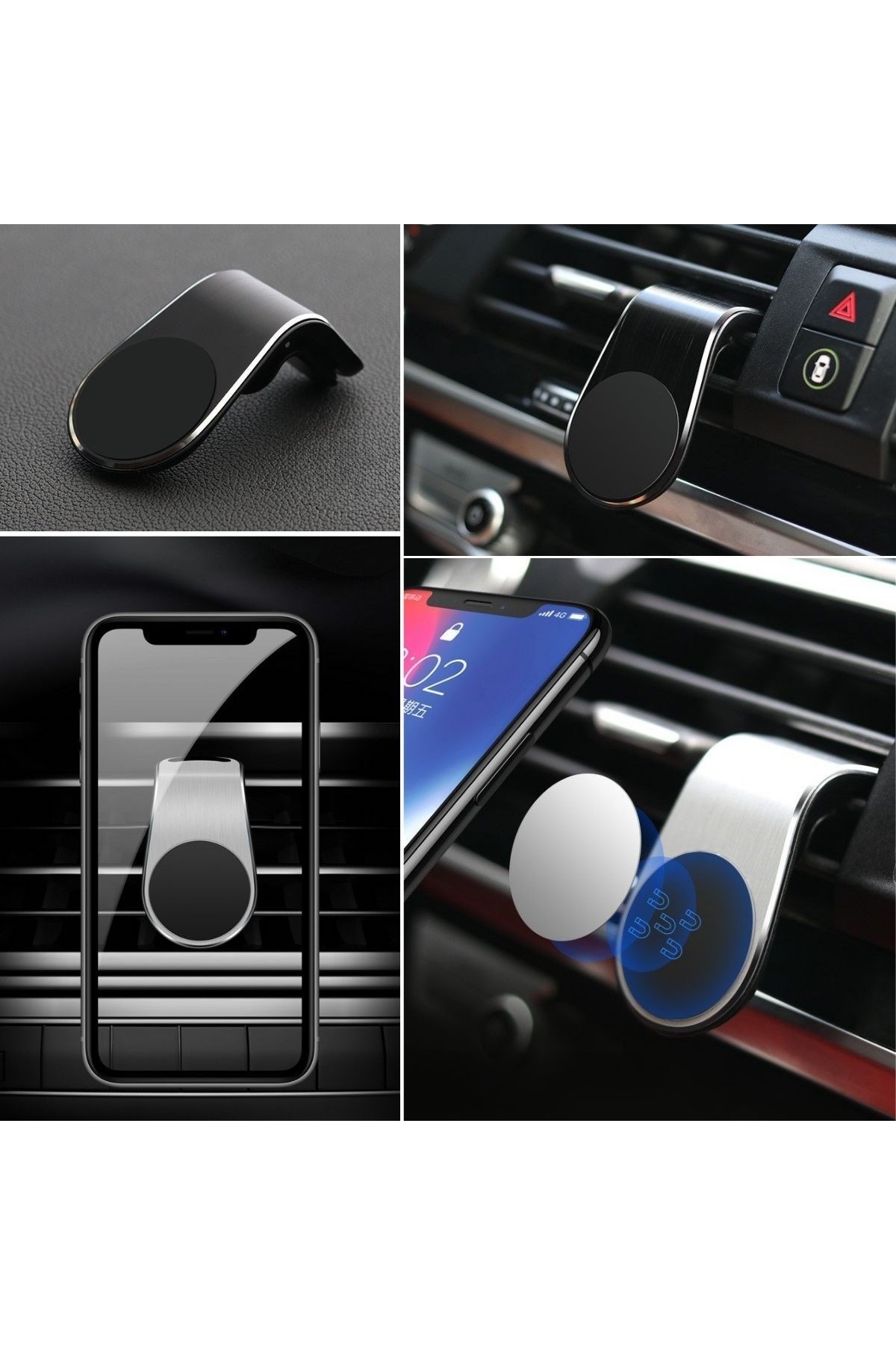 BUFFER ® Havalanndırma Izgarasına Takılabilen Mandallı Mıknatıslı Oto Araç Içi Manyetik Telefon Tutucu