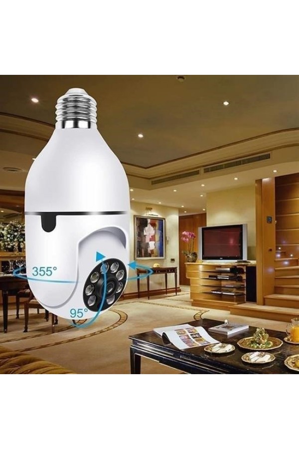 BUFFER® WiFi 360 Panoramik Ampul Kamera Gece Görüş Ses Akıllı Hareket Algılayıcı
