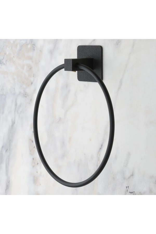 BUFFER® Kendiliğinden Yapışkanlı Siyah Paslanmaz Metal Yuvarlak Havluluk