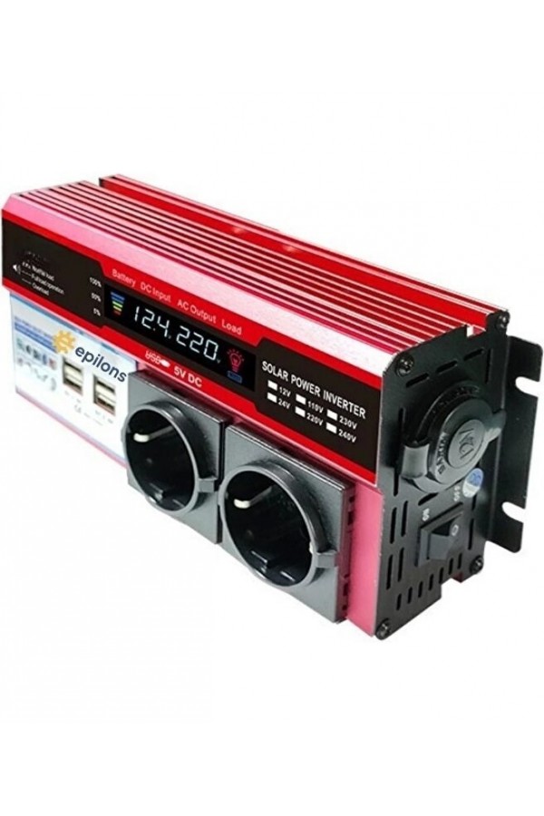 Buffer® 12v 2000w Modifiye Sinüs İnverter Araç Ve Güneş Enerjisi Uyumlu, Çift Usb, Çift Priz Ve Çakmaklık Epilons