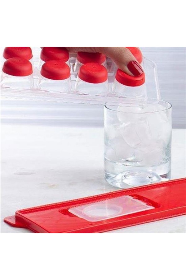 BUFFER® 12li Kapaklı Yapışmaz Silikon Tabanlı Plastik Küp Buz Kalıbı