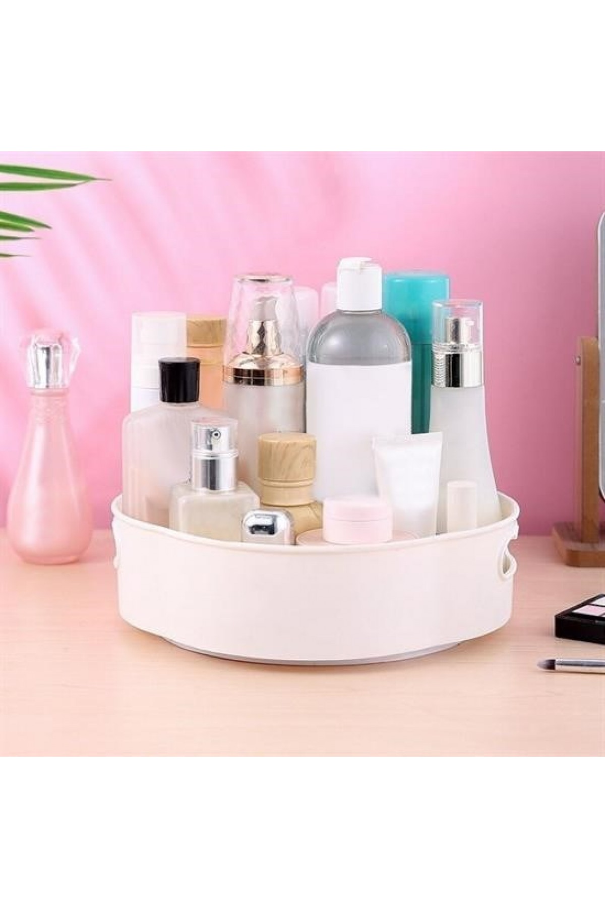 BUFFER® 360 Derece Dönebilen Mekanizmalı Yuvarlak Tepsi Formlu Sunum ve Servis Organizer Tablası