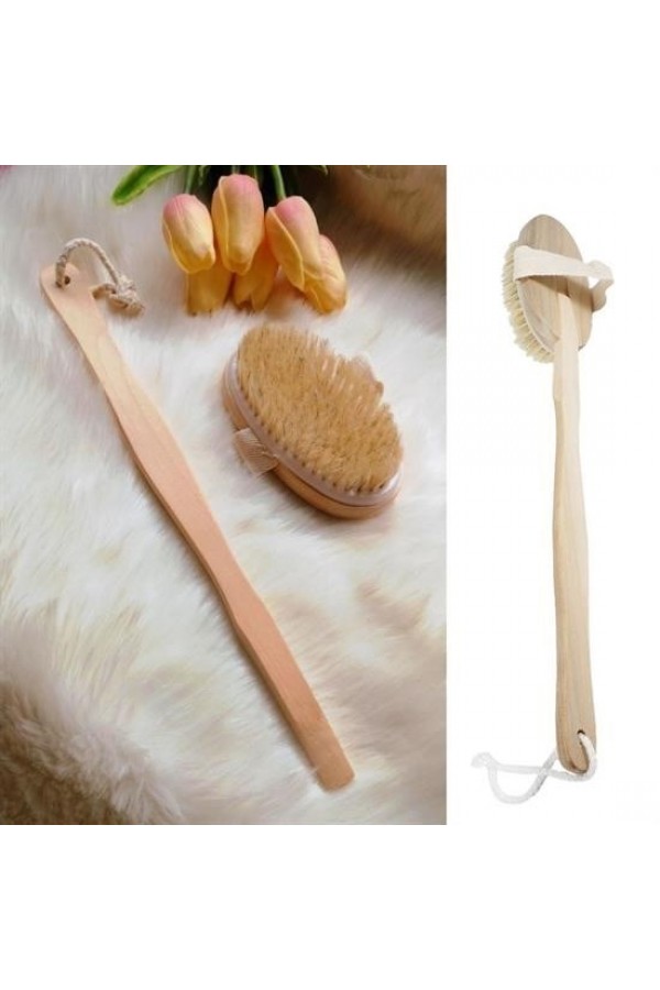 BUFFER® Doğal At Kılı Selülit Karşıtı Sapı Çıkabilen Ahşap Banyo Fırçası