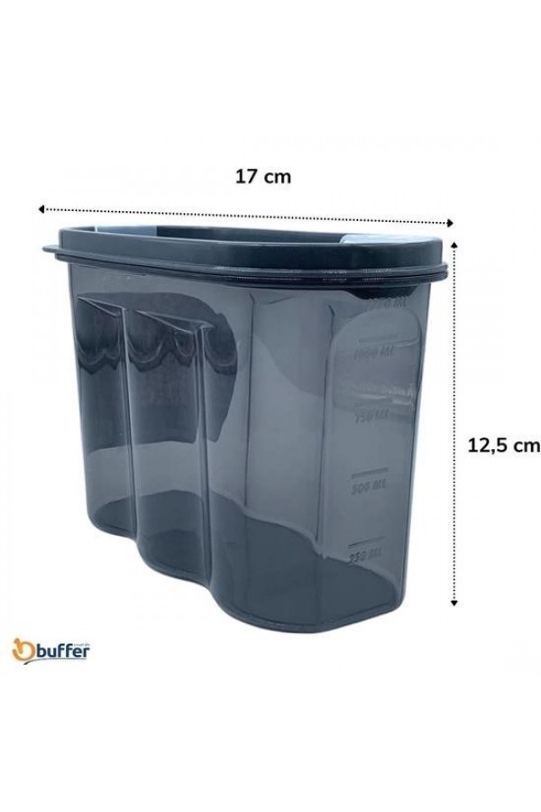 BUFFER® 2 Kapaklı Ölçekli Erzak Saklama Kabı - 1,2 Litre - SA930