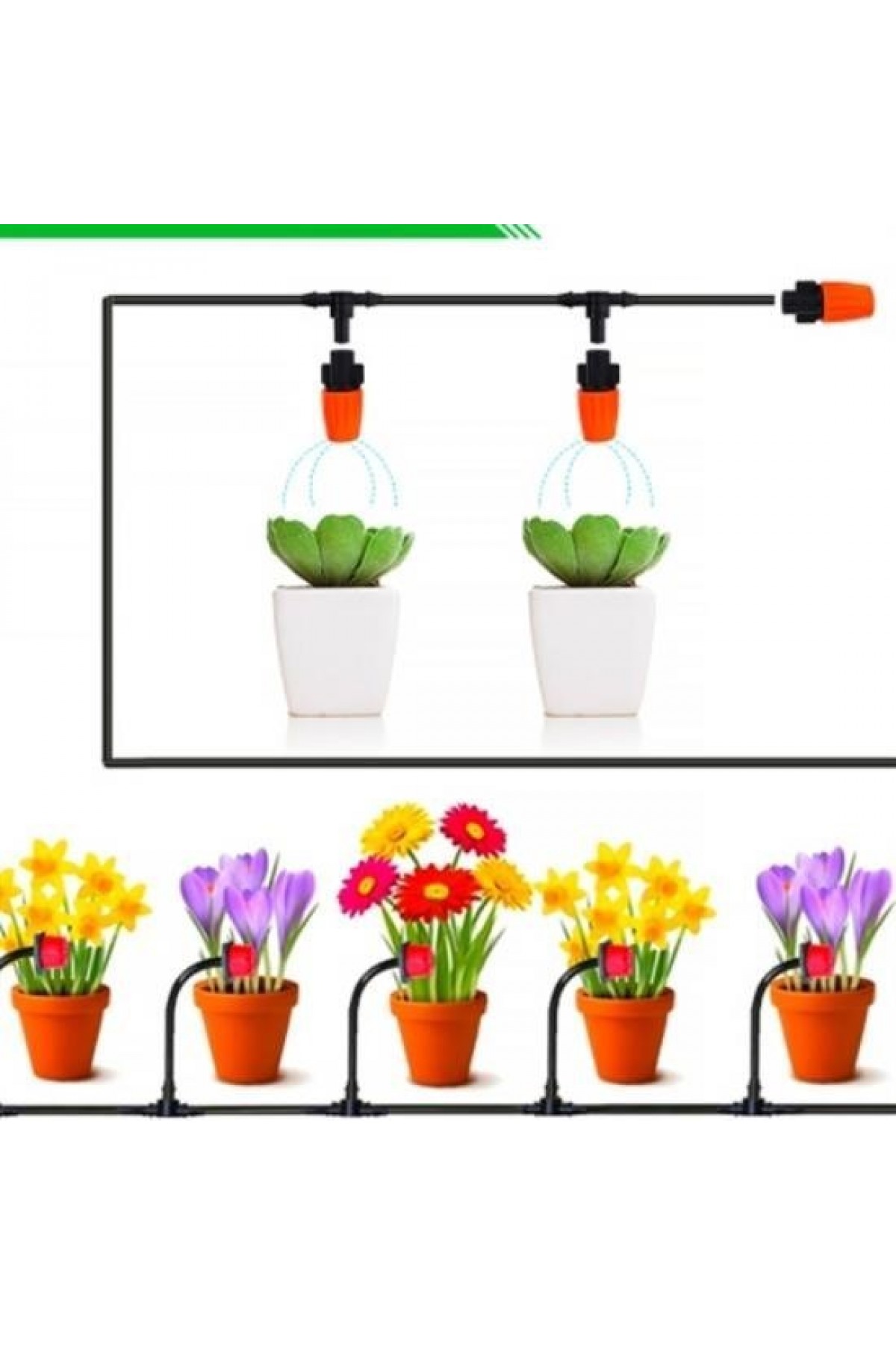 BUFFER® 10 Metre Bahçe Damlama Sulama Sistemi Seti Hortum ve Ek Parçaları