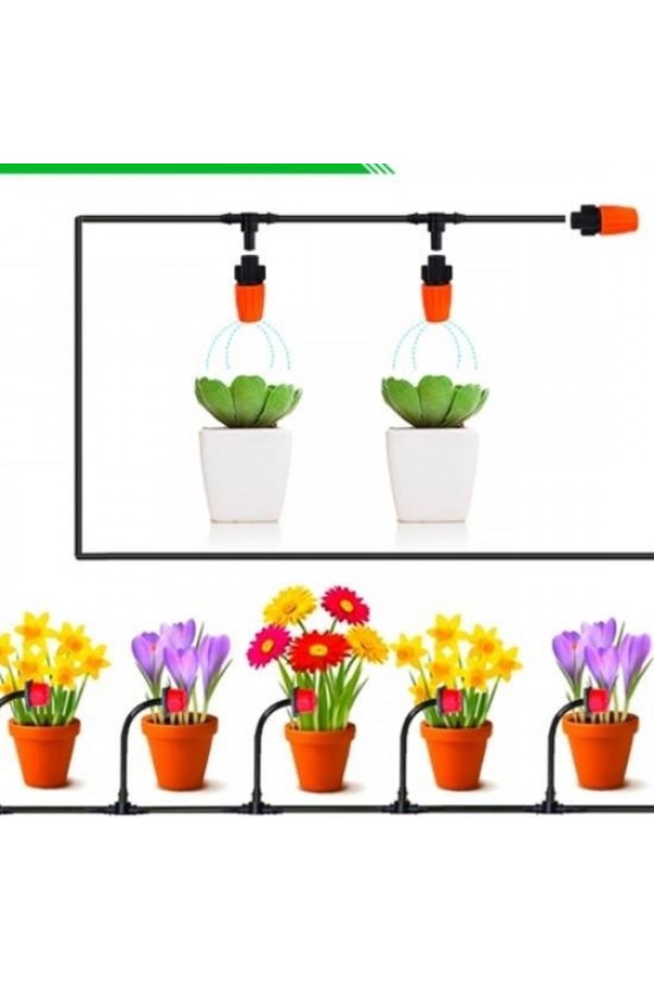 BUFFER® 10 Metre Bahçe Damlama Sulama Sistemi Seti Hortum ve Ek Parçaları